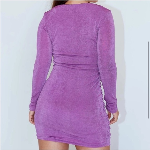 PRINCESS POLLY Everleigh Purple Long Sleeve Ruched Mini Dress—SZ. 2 - Picture 5 of 15